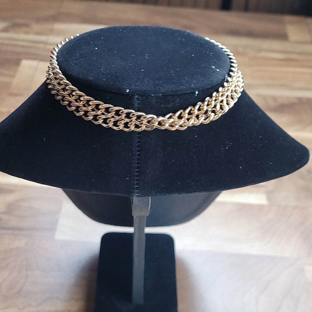 Mia Collection Sexy Denim Tie Choker Gold Tone Lolita Necklace - Picture 3 of 4